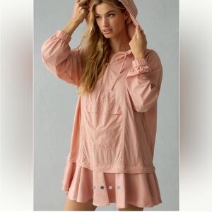 Anthropologie Ruffle Hem Half Zip Pullover